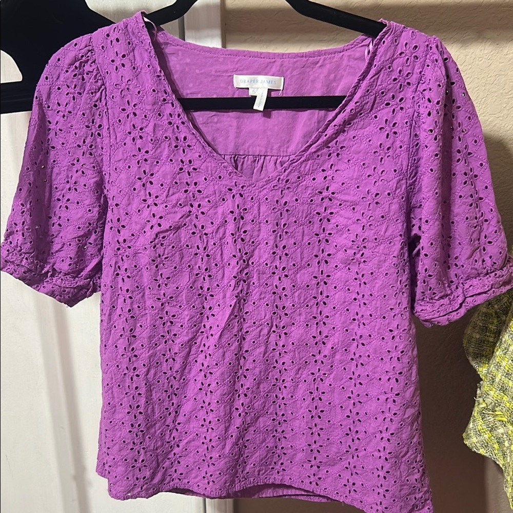 Draper James Purple Eyelet Women Top